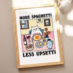 More Spaghetti Less Regretti Cat Print, Retro Diner Poster, Bistro Dining Pasta Posters, Italian Kitchen Prints Decor, Unique Art, UNFRAMED - Image 3