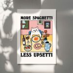 More Spaghetti Less Regretti Cat Print, Retro Diner Poster, Bistro Dining Pasta Posters, Italian Kitchen Prints Decor, Unique Art, UNFRAMED - Image 4