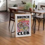 Eclectic Pink Kitchen Print, Brunch Club Cafe Poster, Pancake Food Illustration, Cute Dining Room Prints, Breakfast Posters, Dorm, UNFRAMED - Image 5