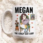 CUSTOM Cat Mama Mug, Crazy Cat Lady Mug, Peronalized Baby Kitty Cat Coffee Mug, Positive Quote, Retro Cottagecore Mug, Cute Novelty Gift