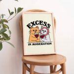 Drunk Cats Wine Print, Retro Drink Alcohol Poster, Cat Excess in Moderation Quote Posters, Unique Funny Prints, Kitchen Bar Decor, UNFRAMED - Image 5