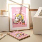 Girly Cat Self Love Wall Print, Positivity Darling You look So Good Quote, Pink Posters, Bathroom Y2K Poster Print, Dorm Room Decor UNFRAMED - Image 2