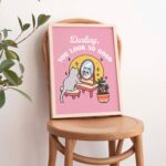 Girly Cat Self Love Wall Print, Positivity Darling You look So Good Quote, Pink Posters, Bathroom Y2K Poster Print, Dorm Room Decor UNFRAMED - Image 3
