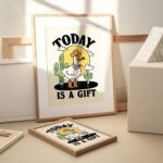 Positive Cowboy Goose Print, Retro Howdy Poster, Western Duck Posters, Today is a Gift, Gratitude Decor, Christian Posters, UNFRAMED - Image 3