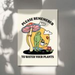 Retro Frog Flowers Quote Print, Trendy Poster, Plant Mom Prints, Colorful Artwork, Water Your plants Quote, Eclectic Character Wall Art - Image 5