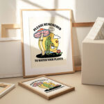 Retro Frog Flowers Quote Print, Trendy Poster, Plant Mom Prints, Colorful Artwork, Water Your plants Quote, Eclectic Character Wall Art - Image 2