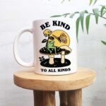 Be Kind Frog Coffee Mug, Positive Cottagecore Quote Cup, Frog Lover Gift, Friend Colleage Gift Idea, Handmade Froggy Mug, Cute Novelty Gift - Image 3