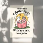 Personalized Dog and Cat Couple Print, The world is a better place with you in it, Anniversary Engagement Gift, Cute Quirky Poster, UNFRAMED - Image 3