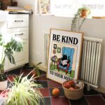 Be Kind Cat Print, Cute Blue Black Cat Poster Illustration, Be Kind To Your Mind Posters, Classroom Dorm Room University Decor, UNFRAMED - Image 3