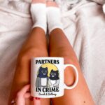 Custom Partners in Crime Mug, Bestie Ceramic Cup Personalized, Best Friend Colleage Cat Friendship mug, Birthday present, Christmas Gift, - Image 2