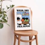 Wash Dry Fold Repeat Cat Print, Cute Bathroom Poster, Wash Room, Laundry Room Posters, Laundrette Prints Decor, Unique Cats Art, UNFRAMED - Image 4