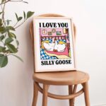 Silly lil Goose Romantic Poster, Romantic Duck Print, Pink I love you Quote, Cozy Prints, Colourful Prints, Anniversary Gifts,  UNFRAMED - Image 5
