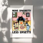 More Spaghetti Less Regretti Black Cat Print, Retro Diner Poster, Bistro Dining Pasta Posters, Unique Italian Kitchen Prints Decor, UNFRAMED - Image 5