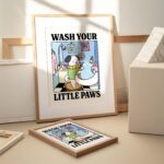 Wash your Paws Dog Print, Cute Bathroom Poster, Wash Room Childrens Washing up Posters, Kawaii Prints Decor, Unique Cats Art, UNFRAMED - Image 3