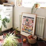 More Espresso Less Depresso White Cat Wall Print, Coffee Cat Poster, Kitchen Art, Handmade Cat Coffee Poster, Coffee Bar, Unique, UNFRAMED - Image 4