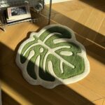 Handcrafted Monstera Leaf Rug: Green Plant Lover Gift (22”) - Image 5