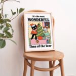 Wonderful Time Christmas Cat Print, Christmas Tree Prints, Festive Decorations, Colorful Xmas Decor, Cat lover Poster, Merry Jolly Poster - Image 4