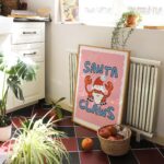Santa Claws Christmas Crab Print, Funny Cute Pink Xmas decor, Childrens Nursery Festive Prints, Festive Pink Poster, Gallery wall Posters - Image 3