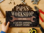 Personalized Workshop Sign For Fathers Day Gift For Dad, Grandkids Name Sign For Grandpa Gift, Family Gift for Grandpa, Custom Garage Sign - Image 8