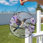 Custom Hummingbird Stained Glass Suncatcher, Mother's Day Gift Window Hanging, Loss of Grandma Gift, Remembrance Gift