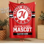 Custom Team Blanket, School Sport Team Logo Personalized Blanket With Name, College Dorm Fleece, Personal Team Gift, Senior Graduation Gift