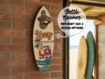 Personalized Surfboard Bottle Opener, Custom Beach Decor Wood Sign