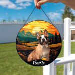 Custom Pet Portrait Stained Glass Suncatcher - Stained Glass Dog Memorial - Personalized Dog Name Window Hanging - Dog Lover Gift - Image 2