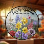 Custom Family Birth Flowers Glass Suncatcher, Custom Mother's Garden Gift, Flower Glass Art, Birth Flower Gif, Father Day Gift - Image 3