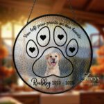 Custom Dog Suncatcher With Name And Date, Custom Paw Print Rainbow Bridge Gift, Pet Loss Remembrance Suncatcher – Dog Cat Memorial Gift - Image 2