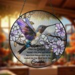 Custom Hummingbird Stained Glass Suncatcher, Mother's Day Gift Window Hanging, Loss of Grandma Gift, Remembrance Gift - Image 2