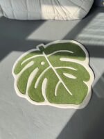 Handcrafted Monstera Leaf Rug: Green Plant Lover Gift (22”) - Image 4