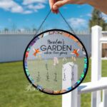 Custom Grandma's Garden Stained Glass, Personalized Love Grows Here Suncatcher, Mothers Day Gifts for Grandma, Birth Flower Window Hanging