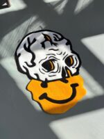 Handmade Tufted Skull Rug: Trippy Graphic Face Mat - Image 5