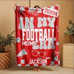Custom Football Mom Blanket with Player Name, Personalized Football Mama Blanket, Game Day Football Bleacher Blanket, Gift for Mom - Image 5