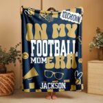Custom Football Mom Blanket with Player Name, Personalized Football Mama Blanket, Game Day Football Bleacher Blanket, Gift for Mom - Image 4
