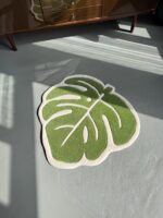 Handcrafted Monstera Leaf Rug: Green Plant Lover Gift (22”) - Image 8