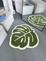 Handcrafted Monstera Leaf Rug: Green Plant Lover Gift (22”) - Image 3
