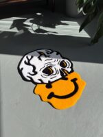 Handmade Tufted Skull Rug: Trippy Graphic Face Mat - Image 10