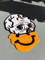 Handmade Tufted Skull Rug: Trippy Graphic Face Mat - Image 8