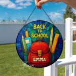 Personalized Teacher Stained Glass Hanging Sign, Teacher Suncatcher, Name Gift for Teacher, Disco Ball Classroom Decor, Gift Window Hanging