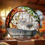 Personalized God Gave Me You Couple The Date We Became Mr. & Mrs. Stained Glass Window Hanging Suncatcher, Couple Wedding Anniversary Gift - Image 3