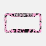 Leopard Print Custom License Plate Frame: Personalized Car Decor - Image 2