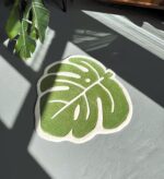 Handcrafted Monstera Leaf Rug: Green Plant Lover Gift (22”) - Image 6