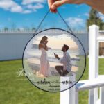 Personalized Couple Proposal Portrait Suncatcher, Custom Watercolor Photo Suncatcher Gift For Couples, Anniversary Couples Gift - Image 2