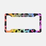 Leopard Print Custom License Plate Frame: Personalized Car Decor - Image 3