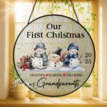 Personalized New Grandparents Suncatcher, First Christmas As Grandparents Suncatcher From Grandchild,Gift For Grandparents,New Baby Ornament