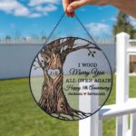 Custom Anniversary Wedding Suncatcher, 5th Anniversary Christmas Suncatcher, 5th Year Anniversary Gifts, 5th Year Wood Anniversary Ornament - Image 2