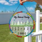 Personalized Family Christmas Window Hanging – Custom Name Suncatcher with Trees, My Beloved Family 2025, Xmas Home Decor
