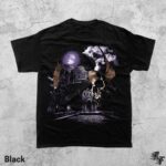 Y2K Castle Skull Bat Wings T-Shirt, Vintage Gothic Fantasy Tee, Retro Haunted Moon Shirt, Spooky Night Graphic Top, Dark Art Horror Gift - Image 3