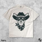 Cowboy Chihuahua Vintage Graphic T-Shirt, Retro Western Dog Tee, Funny Rodeo Pup Shirt, Country Style Pet Lover Gift, 90s Y2K Streetwear Top